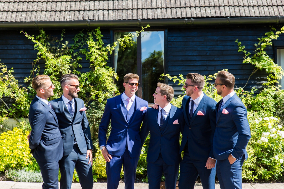 clock barn wedding -  groom and groomsmen