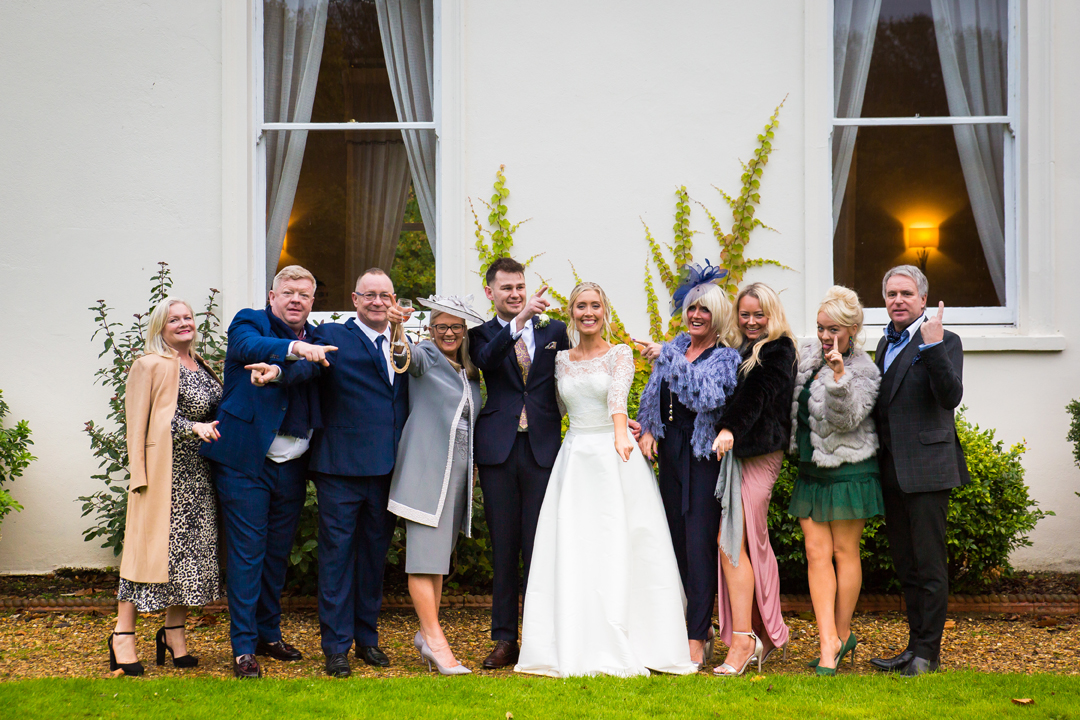 fun family group wedding photo at Morden Hall