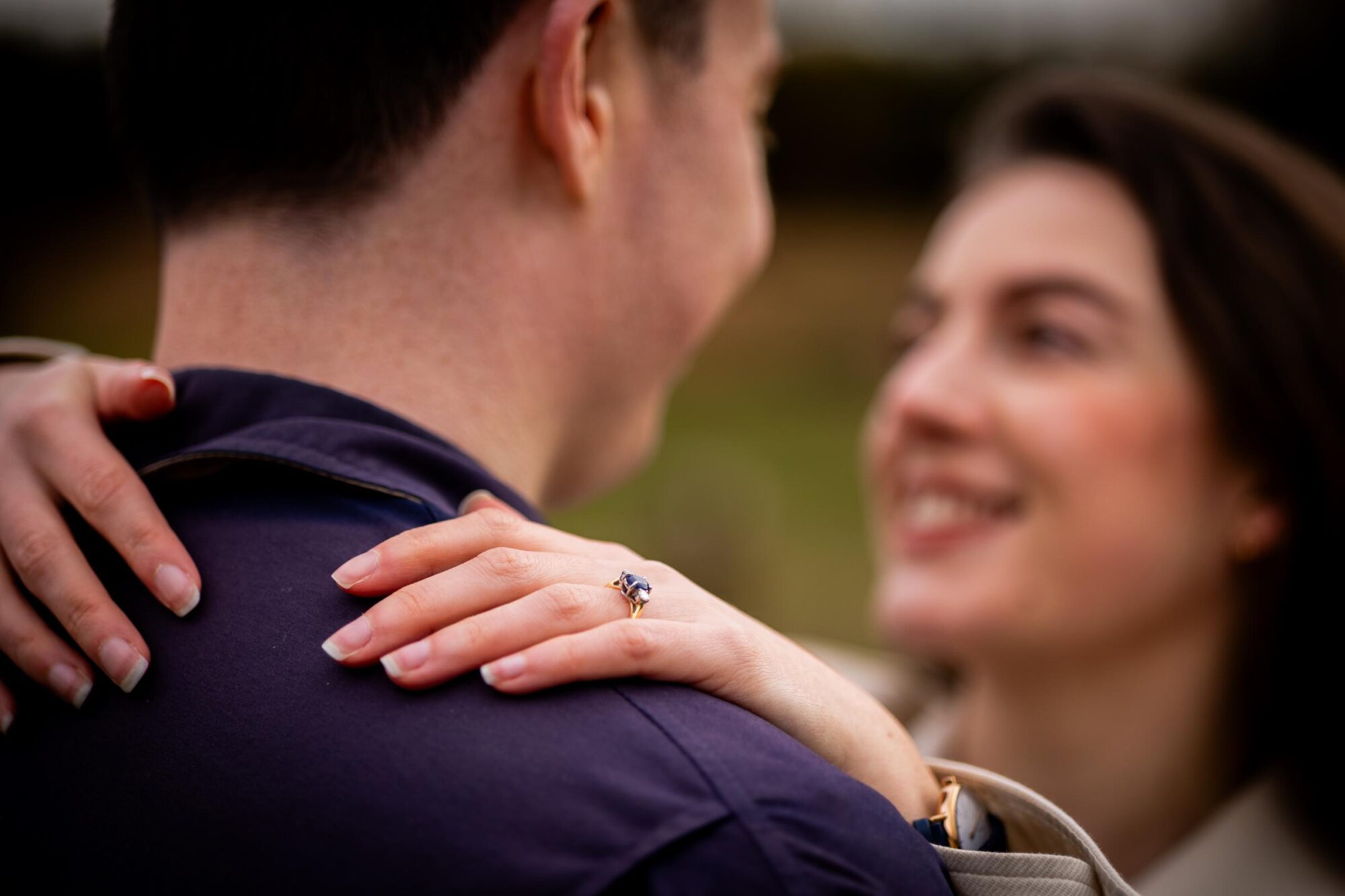 An early spring engagement shoot at Headley Heath in Surrey, with golden hour light, wild landscapes and natural, romantic photography.