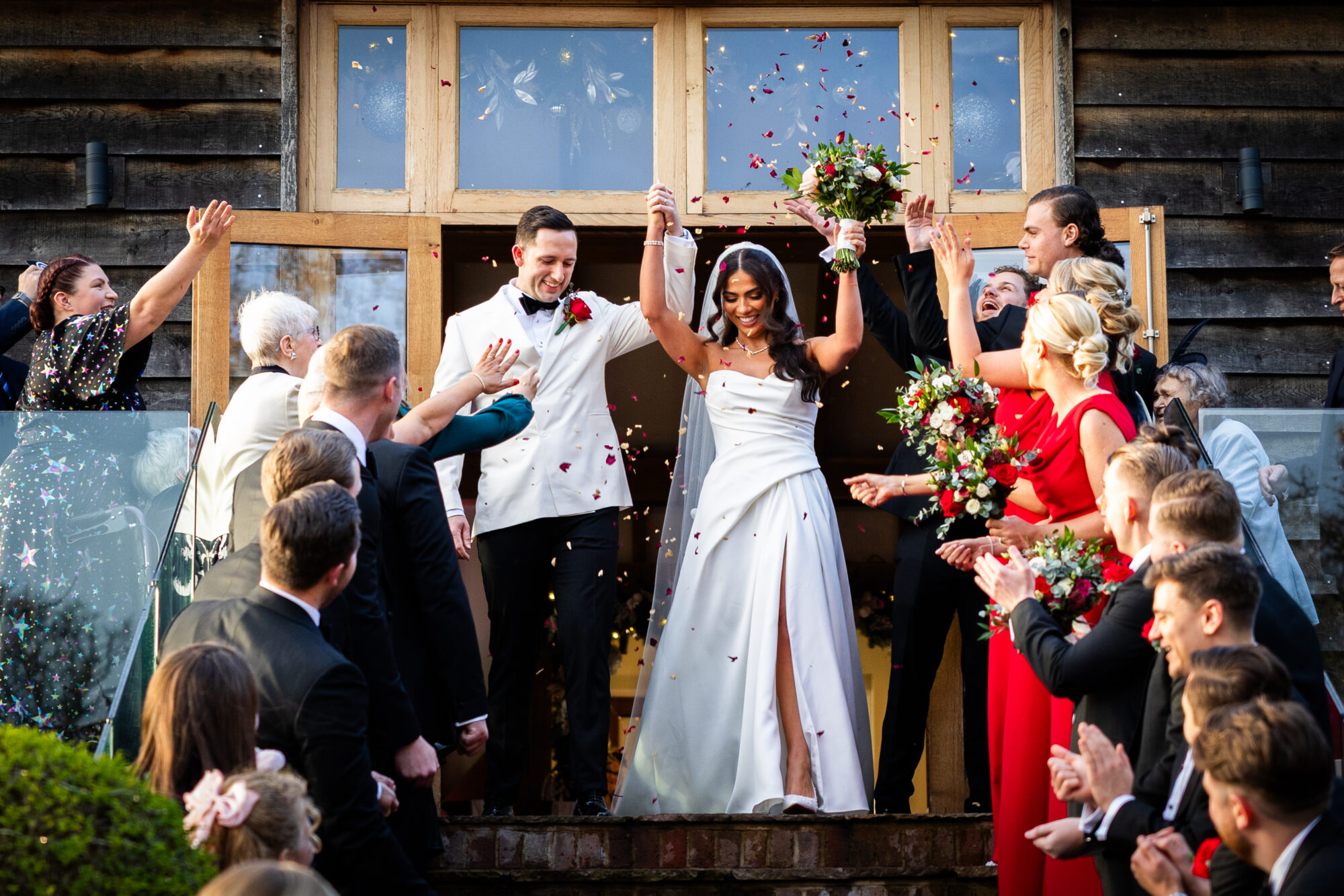 Confetti throw - Brookfield Barn Wedding Photography